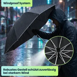 shop'n smile ideoon Faltbarer Regenschirm mit LED-Taschenlampe, Ø105 cm, schwarz: Ein perfekter Allwetter-Begleiter für Dunkelheit & Regenschauer