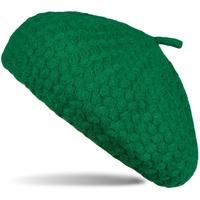 styleBREAKER Baskenmütze (1-St) Feinstrick Baskenmütze mit Flechtmuster grün