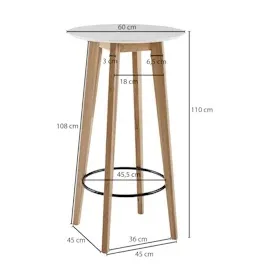 KADIMA DESIGN Bartisch, Eichenholz, runde Tischplatte, 50 kg Belastbarkeit.
