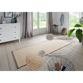 HANSE HOME BT Carpet Bouclé Läufer – Küchenläufer rutschfest Teppichläufer Flachgewebe Kurzflor Teppich Küchenteppich für Flur, Küche, Wohnzimmer, Badezimmer, Bad – Beige, 67x200cm