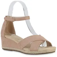 VAN HILL Keilsandaletten in Nude Velours