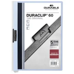 Packung mit 10 Stück Dossier Durable A4 Duraclip 60 Blatt Hellblau
