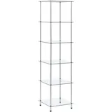 vidaXL Regal mit 6 Ablagen Vitrine Glasregal Dekoregal Sammlervitrine Standregal Glasvitrine Bücherregal Vitrinenschrank Transparent 40x40x160 cm Hartglas