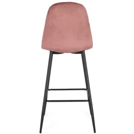BIZZOTTO Barhocker New Irelia aus Samt, modern mit Fußstütze, rosa, 2er-Set, Metallgestell schwarz
