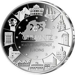 Offizielle deutsche 20-Euro-Silbermünze "Chemnitz – Kulturhauptstadt Europas"