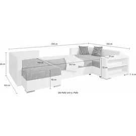Collection AB Wohnlandschaft Kunstleder 4-Sitzer Grau/Schwarz