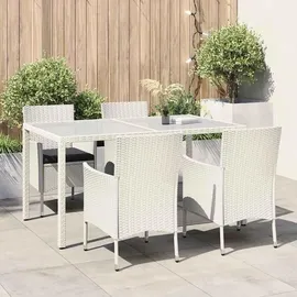vidaXL Polyrattan Garten-Essgruppe 5-tlg. weiß inkl. Auflagen