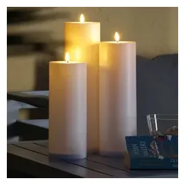 MARELIDA XXL LED Kerze für Außen 32,5cm D: 10cm Timer Sensor weiß | Outdoorkerze H: 32,5cm/D: - Timer/Sensor - Innen/Auße...