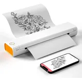 Phomemo M08F Mobiler Drucker, Thermodrucker Reisedrucker Unterstützt A4 Thermopapier Kompatibel mit Smartphone & PC - Weiß/Orange
