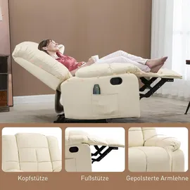 Homcom Massagesessel Fernsehsessel Kunstleder 94 x 99 x 99 cm Beige