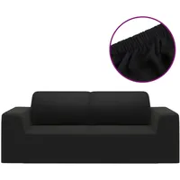 vidaXL Stretch Sofahusse 2-Sitzer Schwarz Polyester-Jersey