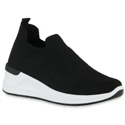 Damen Sneaker Wedges in Schwarz