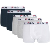Fila Herren Boxershort 5er Pack - Logobund, Urban, Stretch, einfarbig Blau/Grau/Weiß 2XL