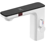HpLive Waschtischarmatur, Automatische Infrarot Wasserhahn Bad Mit Digitalanzeige, Warm- Und Kaltwasser Einhebelmischer Berührungslose Sensorsteuerung(White)