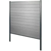MCW WPC-Sichtschutz Savoie, Windschutz Zaun, Alu-Pfosten zum Einbetonieren ~