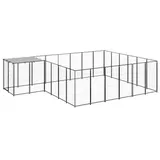 vidaXL Hundezwinger 4,4 m x 3,3 m x 1,1 m Stahl Schwarz