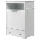 Goplus 2 in 1 Tierfutterschrank, Futterstation mit 2 Edelstahlnäpfen, 3 Haken & Auszugsschrank, Tierfutterautomat mit großem Stauraum für Tiernahrung, Spielzeug & Leckerlis, Weiß