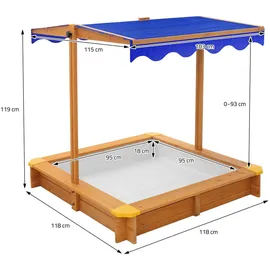 ML-Design Sandkasten mit Dach 118x118 cm blau/bunt/gelb
