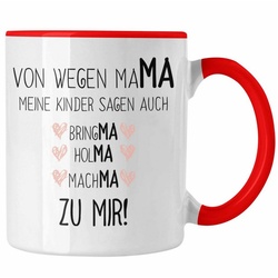 Trendation Tasse Trendation – Mama Tasse mit Spruch Geschenk Muttertag von Tochter Sohn Mutter Kaffeetasse rot