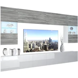 Belini Wohnwand Vollausstattung Wohnzimmer-set Moderne Schrankwand mit Led-beleuchtung Anbauwand Tv-schrank Glamour Holz/weiß