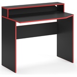 Vicco Computertisch Schreibtisch lang Arbeitstisch Kron Schwarz Rot Ablage