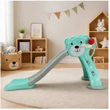 Sweety-Toys Indoor-Rutsche Kinder Rutsche im Teddybären-Design türkis mit Basketballkorb blau