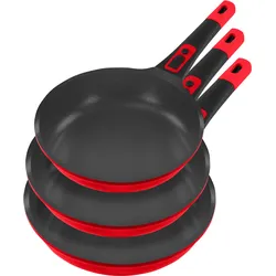 Pfannen-Set KING "»Click-Grip Xylan Plus Silver Diamond«", rot, H:5,5cm Ø:28cm, Pfannen, Induktion, abnehmbarer Griff, XYLAN plus Silver Diamond-Beschichtung