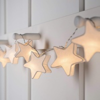 Lights4fun 2x 10er LED Papier Sternen Lichterkette warmweiß batteriebetrieben Innen Leuchtsterne Kinderzimmer