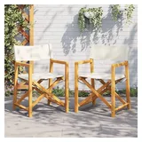 furnicato Gartenstuhl Klappbare Regiestühle aus Echtholz 54x53,5x85,5 cm Cremeweiß (2 St), Atmungsaktiver Loungesessel, ölbehandelt und klappbar für den Garten weiß