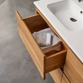 Tikamoon Waschtischkombination Nova aus Eichenholz und Keramik 120 cm