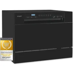 Exquisit Geschirrspüler GSP206-030D schwarz | Spülmaschine 55 cm | Maßgedecke: 6 Restlaufzeiten Anzeige | Standgerät