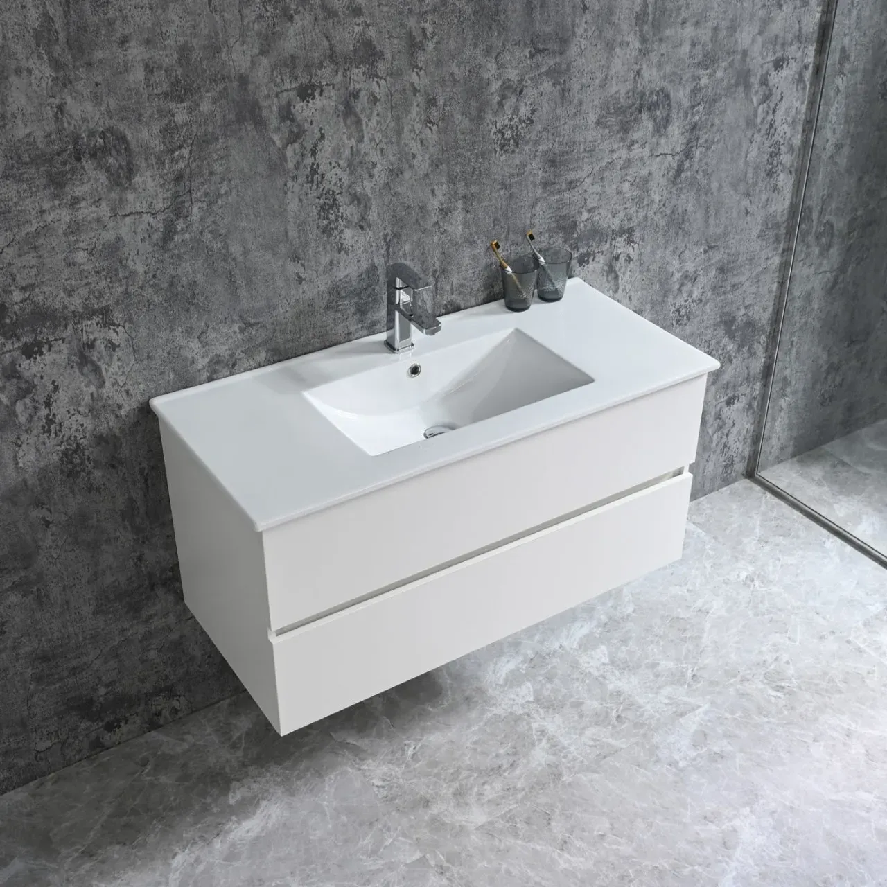 Neuesbad Serie 70 Waschtischset B:100, T:46, H:50cm, weiss NBHT10101