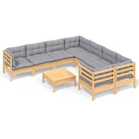 vidaXL Garten-Lounge-Set 9-tlg. grau Kiefernholz