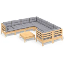 vidaXL Garten-Lounge-Set 9-tlg. grau Kiefernholz