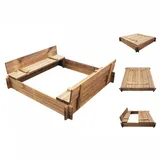 vidaXL Holz Imprägniert Sandkasten mit Deckel Sitzbank Sandkiste Sandbox