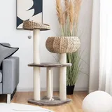 GOPLUS Kratzbaum, Katzenbaum mit Sisal-Säulen, Hängender Ball und eine Schlinge, geräumige Aussichtsplattform, Katzennest aus Stroh, Stabile