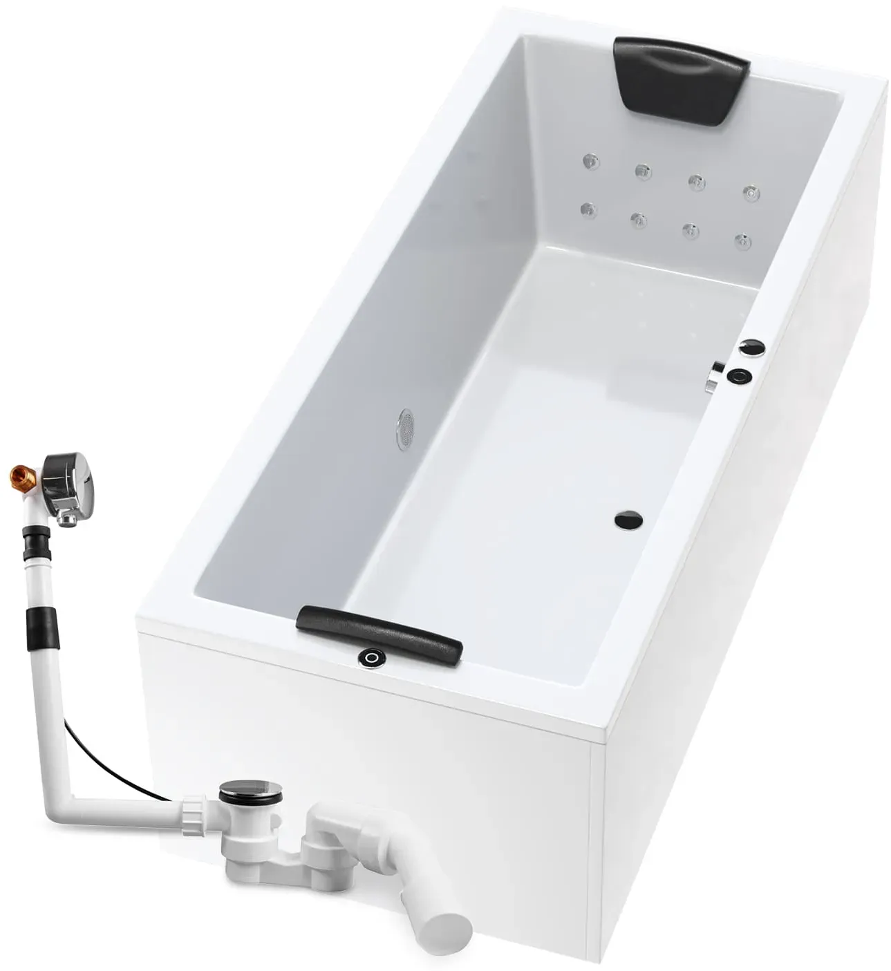 Whirlpool Badewanne 170x75 cm Wolfsburg Basic Ab–Überlauf–Garnitur mit Zulauf