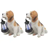 GLOBO 2er Set LED Solar Skulptulampe Aussen Leuchte Hund Garten Hund Tier Motiv Licht