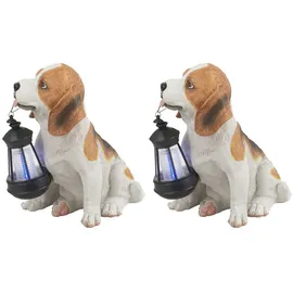 GLOBO 2er Set LED Solar Skulptulampe Aussen Leuchte Hund Garten Hund Tier Motiv Licht
