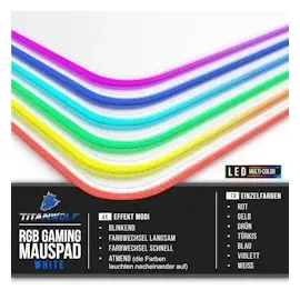 Titanwolf - RGB Gaming Mauspad - LED Schreibtischunterlage - 900x400 mm Übergröße - XXL Mousepad - LED Multi Color - 11 Beleuchtungs-Modi