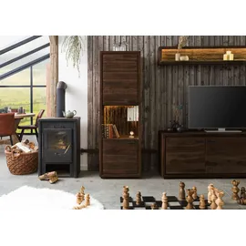 Massivmoebel24 Vitrine Akazie 58 x 40 x 180 cm Dunkelbraun