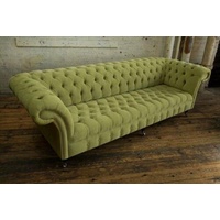 JVmoebel Chesterfield-Sofa, Chesterfield Big Textil Design Wohnzimmer Couch grün