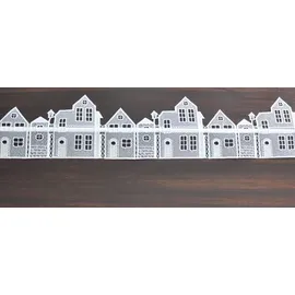 Stickereien Plauen Fensterdekoration Häuser 126 x 13 cm Weiß
