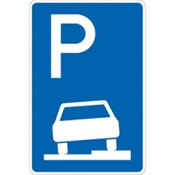 Verkehrsschild VZ315-55, Parken halb auf Gehwegen rechts, Alu, RA2, 420x630 mm