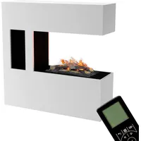 GLOW FIRE Wasserdampf Kamin Schiller Pocket (Standkamin) - Elektrokamin mit realistischen LED 3D-Flammen, Knistereffekt & Fernbedienung, 120x120 cm - Opti-Myst 600 Elektro Kamin mit Holz-Deko, Weiß