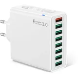 USB Ladegerät, 8 Ports USB Stecker 40W ladeadapter für 16 15 14 13 12 11 XS XR X 8 7, Samsung, QC 3.0 Adapter Schnellladegerät Mehrfach Netzteil Netzstecker Ladestecker Stromadapter Steckdose Charger