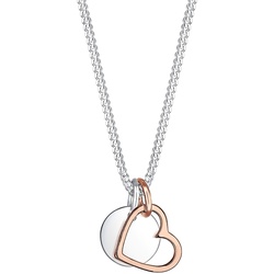 Elli Herz Kreis Plättchen Bi-Color 925 Silber Ketten   Damen 