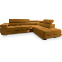 masseno Ecksofa Selva R-S mit Schlaffunktion L-Form, Sofa mit Bettkasten, Wohnzimmersofa, Couch, Soffa, Bettsofa, Couchgarnitur- Gelb, ¦ Maße (cm): B: 277 H: 90
