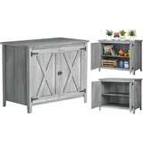 Gartenschrank Aus Holz, Gartenschrank Mit Regalen Und Doppeltüren, 110 X 60 X 88,5 Cm, Hellgrau