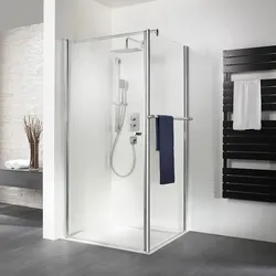 HSK teilgerahmte Drehtür „Exklusiv“ für Seitenwand Glas Mattierung mittig (65 cm), Profile Alu Silber-matt, B: 750 mm H: 2000 mm
